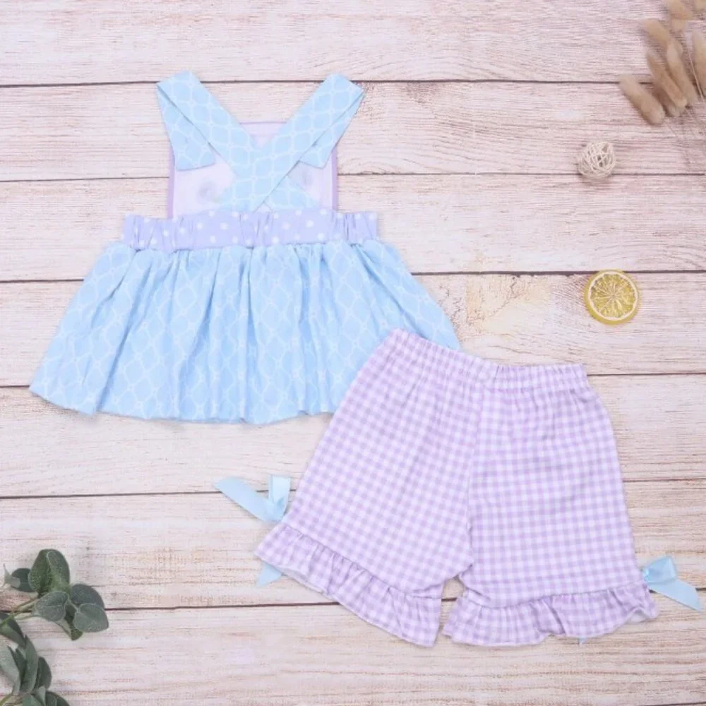 Boutique Girls Flower Tunic Dress & Ruffle Shorts Outfit